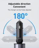 Retractable 4-in-1 Fast Car Charger – 54W Smart Charging for iPhone & Android
