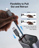 Retractable 4-in-1 Fast Car Charger – 54W Smart Charging for iPhone & Android